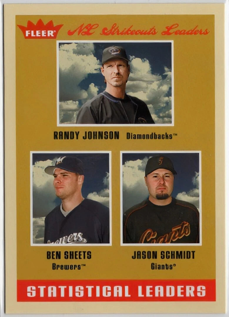 Randy Johnson Jason Schmidt Ben Sheets  2005 Fleer Tradition Stat Leaders Series Mint Card #6