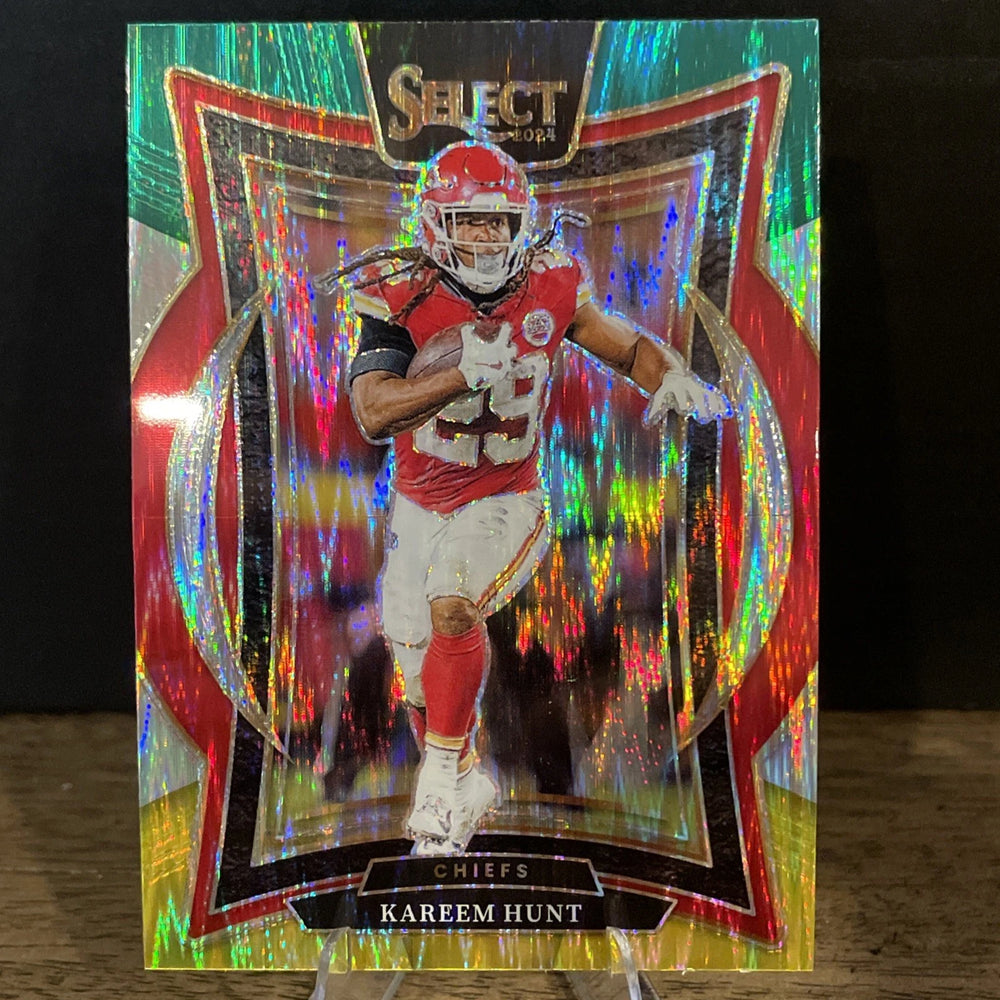 Kareem Hunt 2024 Panini Select Concourse Green Yellow Prizm Shock Series Mint Card #75