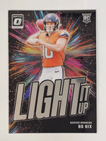 Bo Nix 2024 Donruss Optic Light It Up Series Mint Rookie Card #6

