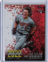 Gunnar Henderson 2023 Topps 2022 Greatest Hits Series Mint Card #22GH-13
