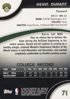 2007 2008 Topps Finest Basketball Complete Mint Basic 100 Card Set Featuring Kevin Durant Rookie Card #71 and Loaded with Stars and Hall of Famers
