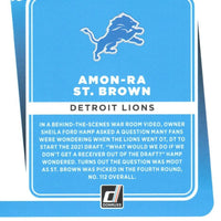 Copy of Amon-Ra St. Brown 2021 Donruss Mint Rated Rookie Card #284 GREEN PRESS PROOF Version