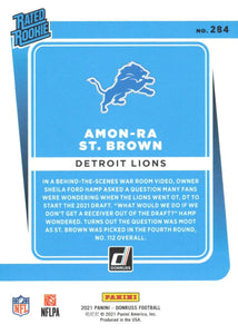 Copy of Amon-Ra St. Brown 2021 Donruss Mint Rated Rookie Card #284 GREEN PRESS PROOF Version