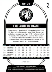 Karl-Anthony Towns 2020 2021 NBA Hoops Series Mint Card #36