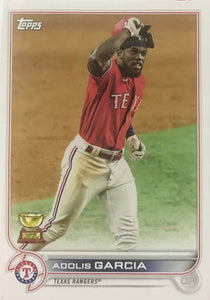 Texas Rangers 2022 Topps Complete Mint Hand Collated 22 Card Team Set Featuring Corey Seagers First Rangers Card, Adolis Garcia Topps All Star Rookie Cup Card and Others 2023 World Series Champions