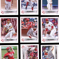 Cincinnati Reds 2022 Topps Complete Mint Hand Collated 20 Card Team Set with 6 Rookie Cards including a Jonathan India All Star Rookie Cup Card