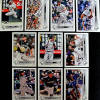 Colorado Rockies 2022 Topps Hand Collated 20 Card Team Set Featuring Charlie Blackmon and Trevor Story with Rookie Cards of Ryan Vilade, Ryan Feltner and Colton Welker Plus