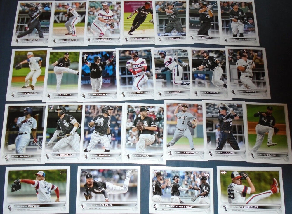Chicago White Sox 2022 Topps Complete Mint Hand Collated 25 Card Team Set with Rookies and Stars Plus