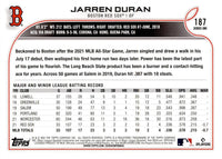 Jarren Duran 2022 Topps Baseball Series Mint Rookie Card #187
