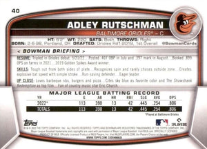 Baltimore Orioles 2023 Bowman 10 Card Team Set made by Topps with Adley Rutschman Rookie Card Plus