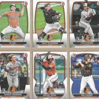 Baltimore Orioles 2023 Bowman 10 Card Team Set made by Topps with Adley Rutschman Rookie Card Plus