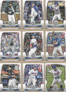 New York Mets 2023 Bowman 16 Card Team Set Made by Topps with Pete Alonso and Rookie Cards of Francisco Álvarez, Mark Vientos, Kodai Senga and Brett Baty Plus