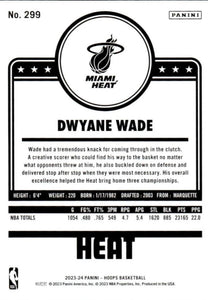 Dwyane Wade 2023 2024 Hoops Basketball Series Mint Tribute Card #299