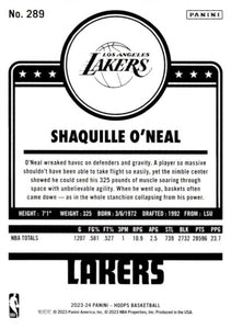 Shaquille O'Neal 2023 2024 Hoops Series Mint Tribute Card #289