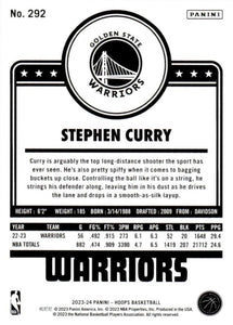 Stephen Curry 2023 2024 Hoops Basketball Series Mint Tribute Card #292