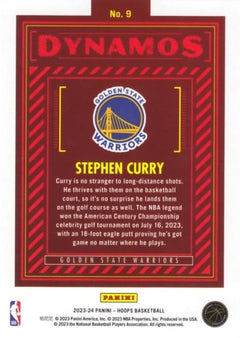 Stephen Curry 2023 2024 Hoops Dynamos Series Mint Insert Card #9