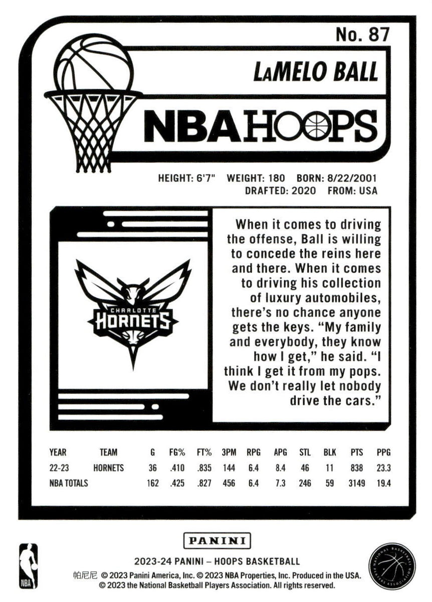 LaMelo Ball 2023 2024 Panini Hoops Basketball Series Mint Card #87 ...