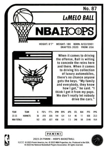 LaMelo Ball 2023 2024 Panini Hoops Basketball Series Mint Card #87
