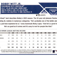 Kansas City Royals 2023 Topps Complete Mint Hand Collated 21 Card Team Set with 6 Rookie Cards Plus an MJ Melendez Future Stars Card and a Bobby Witt Jr. All Star Rookie Cup Card and More