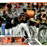 Baltimore Orioles 2023 Topps Complete 24 Card Team Set with 5 Rookie Cards including Adley Rutschman and Gunnar Henderson Plus