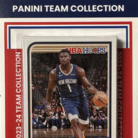 New Orleans Pelicans 2023 2024 Hoops Factory Sealed Team Set Featuring CJ McCollum and Zion Williamson with Jordan Hawkins Rookie Card Plus