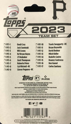 Pittsburgh Pirates 2023 Topps Factory Sealed 17 Card Team Set with 3 Rookie  Cards Plus