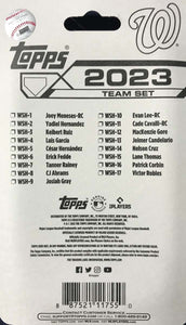 Washington Nationals 2023 Topps Factory Sealed 17 Card Team Set with Joey Meneses Rookie Card Plus