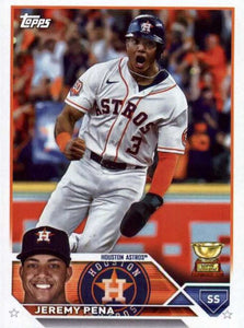 Houston Astros 2023 Topps Factory Sealed 17 Card Team Set 2022 World Series Champions with Jeremy Pena Topps All Star Rookie Cup PLUS