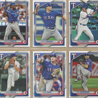 Texas Rangers 2024 Bowman Complete Mint 10 Card Team Set Featuring Rookie Cards of Owen White and Evan Carter Plus Corey Seager, Adolis Garcia and Others