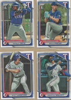 Texas Rangers 2024 Bowman Complete Mint 10 Card Team Set Featuring Rookie Cards of Owen White and Evan Carter Plus Corey Seager, Adolis Garcia and Others
