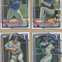 Texas Rangers 2024 Bowman Complete Mint 10 Card Team Set Featuring Rookie Cards of Owen White and Evan Carter Plus Corey Seager, Adolis Garcia and Others