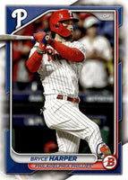 Philadelphia Phillies 2024 Bowman 8 Card Team Set made by Topps Featuring Bryce Harper and Trea Turner with a Johan Rojas Rookie Card and Top Prospects
