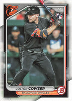 Baltimore Orioles 2024 Bowman 10 Card Team Set made by Topps with Adley Rutschman and Gunnar Henderson Plus Colton Cowser and Jordan Westburg Rookie Cards
