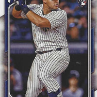 New York Yankees 2024 Bowman 17 Card Team Set made by Topps Featuring Aaron Judge, Juan Soto and Gerrit Cole PLUS Jasson Dominguez Rookie Card and 10 Prospect Cards