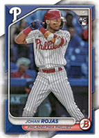 Philadelphia Phillies 2024 Bowman 8 Card Team Set made by Topps Featuring Bryce Harper and Trea Turner with a Johan Rojas Rookie Card and Top Prospects
