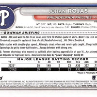 Philadelphia Phillies 2024 Bowman 8 Card Team Set made by Topps Featuring Bryce Harper and Trea Turner with a Johan Rojas Rookie Card and Top Prospects