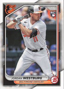 Baltimore Orioles 2024 Bowman 10 Card Team Set made by Topps with Adley Rutschman and Gunnar Henderson Plus Colton Cowser and Jordan Westburg Rookie Cards