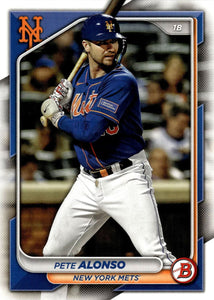 New York Mets 2024 Bowman 11 Card Team Set Made by Topps with Pete Alonso and Francisco Lindor plus a Ronny Mauricio Rookie Card and Prospect Cards of Luisangel Acuna and Others