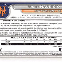 New York Mets 2024 Bowman 11 Card Team Set Made by Topps with Pete Alonso and Francisco Lindor plus a Ronny Mauricio Rookie Card and Prospect Cards of Luisangel Acuna and Others