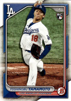 Los Angeles Dodgers 2024 Bowman Series 9 Card Team Set made by Topps Featuring Shohei Ohtan, Freddie Freeman, Mookie Betts, Yoshinobu Yamamoto Rookie Card and Prospect Cards
