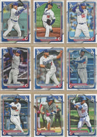 Los Angeles Dodgers 2024 Bowman Series 9 Card Team Set made by Topps Featuring Shohei Ohtan, Freddie Freeman, Mookie Betts, Yoshinobu Yamamoto Rookie Card and Prospect Cards
