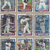 Los Angeles Dodgers 2024 Bowman Series 9 Card Team Set made by Topps Featuring Shohei Ohtan, Freddie Freeman, Mookie Betts, Yoshinobu Yamamoto Rookie Card and Prospect Cards