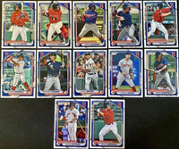 Boston Red Sox 2024 Bowman Series 12 Card Team Set made by Topps with Rafael Devers, Masataka Yoshida, a Rookie Card of Ceddanne Rafaela and 9 Top Prospect Cards
