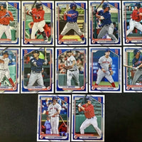 Boston Red Sox 2024 Bowman Series 12 Card Team Set made by Topps with Rafael Devers, Masataka Yoshida, a Rookie Card of Ceddanne Rafaela and 9 Top Prospect Cards