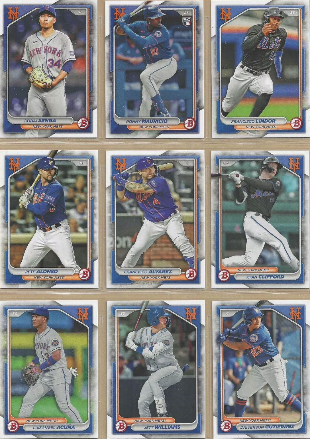 New York Mets 2024 Bowman 11 Card Team Set Made by Topps with Pete