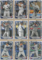 New York Yankees 2024 Bowman 17 Card Team Set made by Topps Featuring Aaron Judge, Juan Soto and Gerrit Cole PLUS Jasson Dominguez Rookie Card and 10 Prospect Cards
