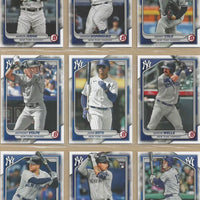 New York Yankees 2024 Bowman 17 Card Team Set made by Topps Featuring Aaron Judge, Juan Soto and Gerrit Cole PLUS Jasson Dominguez Rookie Card and 10 Prospect Cards