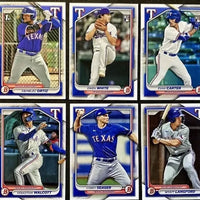 Texas Rangers 2024 Bowman Complete Mint 10 Card Team Set Featuring Rookie Cards of Owen White and Evan Carter Plus Corey Seager, Adolis Garcia and Others