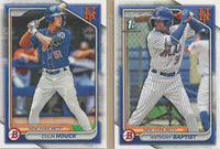 New York Mets 2024 Bowman 11 Card Team Set Made by Topps with Pete Alonso and Francisco Lindor plus a Ronny Mauricio Rookie Card and Prospect Cards of Luisangel Acuna and Others
