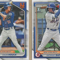 New York Mets 2024 Bowman 11 Card Team Set Made by Topps with Pete Alonso and Francisco Lindor plus a Ronny Mauricio Rookie Card and Prospect Cards of Luisangel Acuna and Others